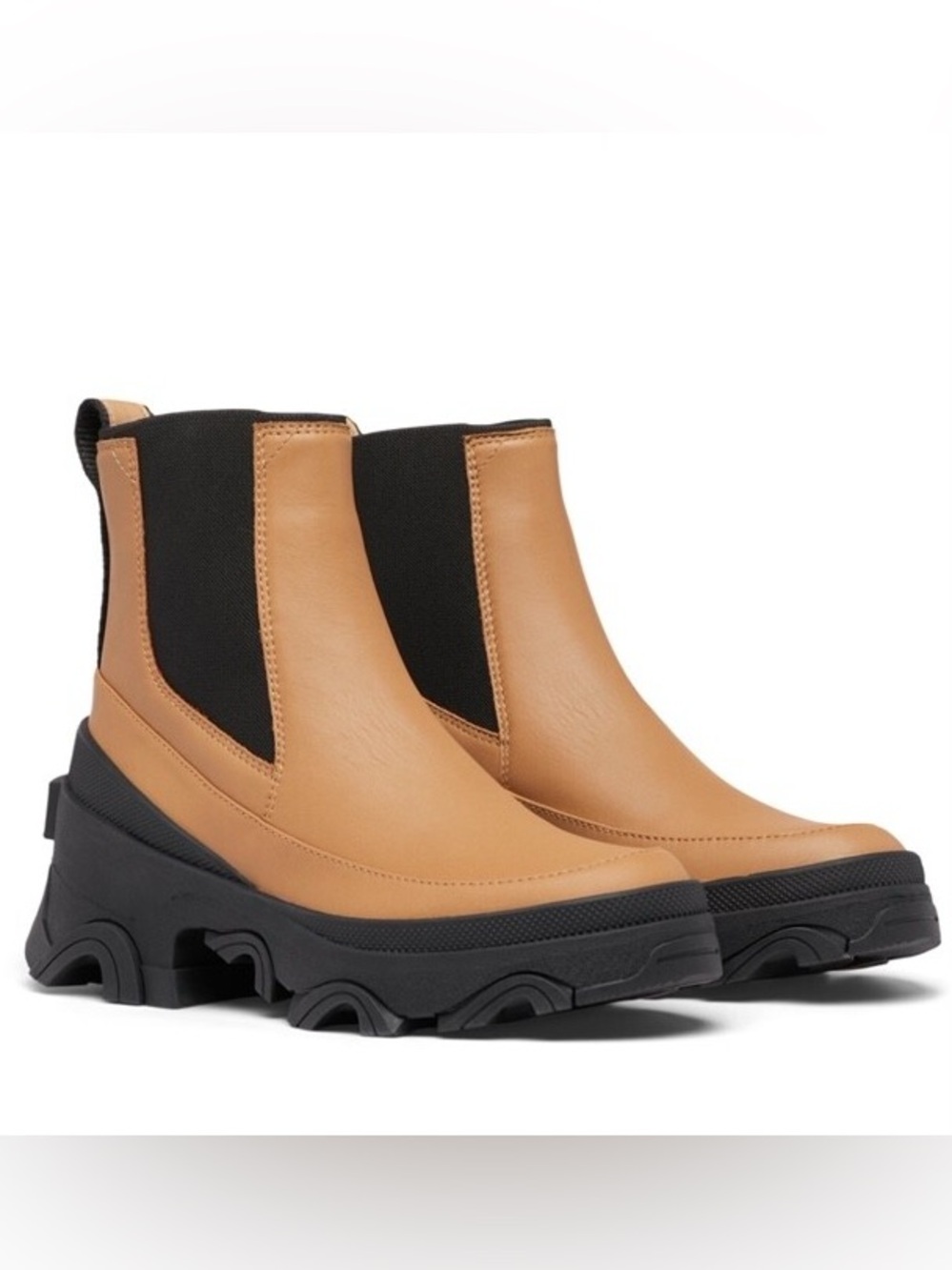 Sorel Brex Waterproof Chelsea Boots Tawny Buff Black Chunky Platform Size 9 NWOB